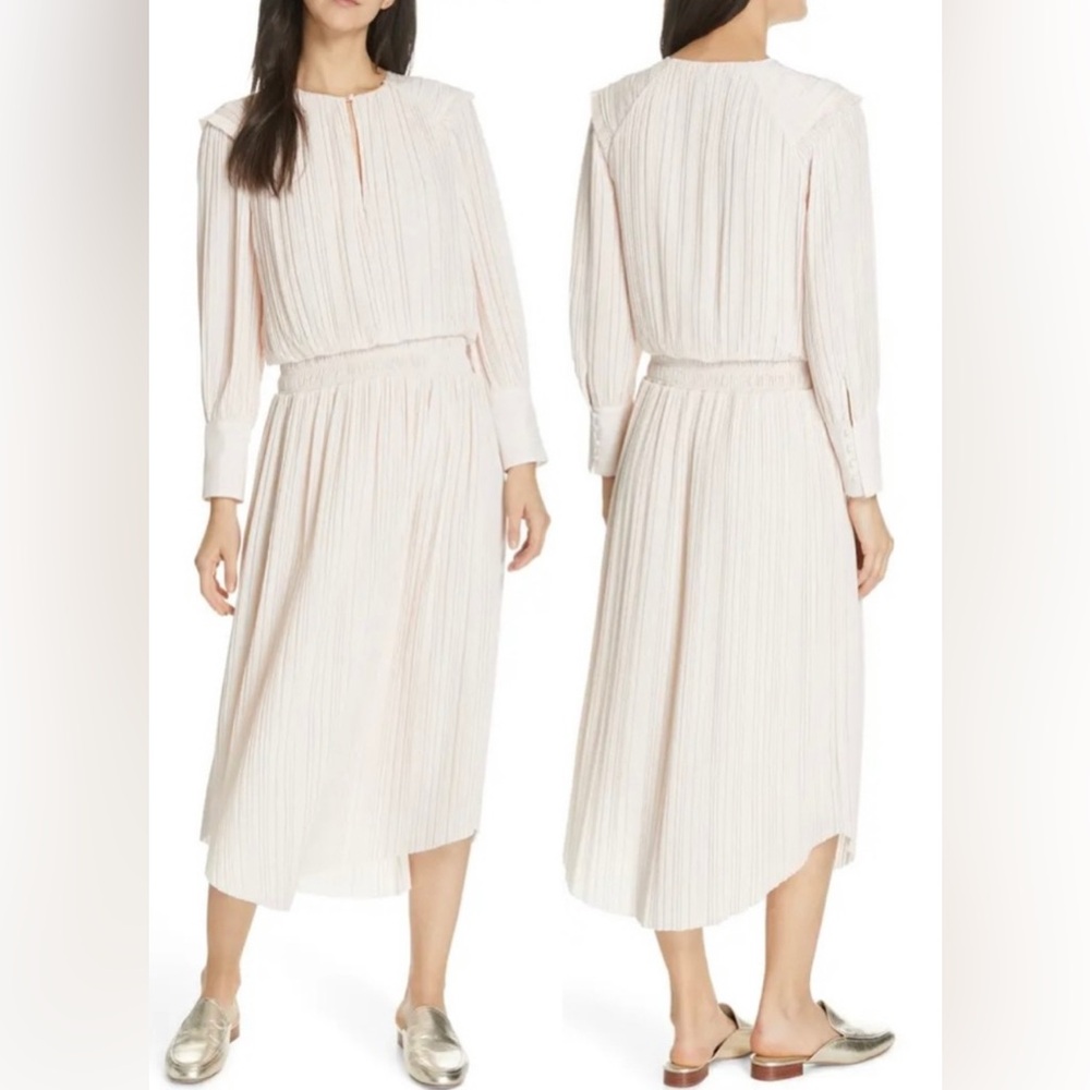 Joie Rheia Blush Pleated Midi Dress